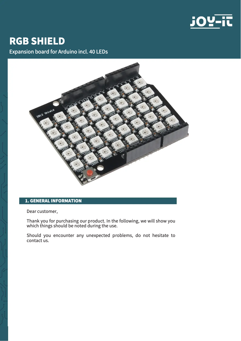 Página 1 del manual Manual de usuario Joy-It ARD-RGBShield