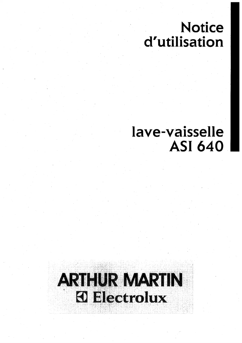 Page 1 de la notice Manuel utilisateur Arthur Martin-Electrolux ASI 640 W1