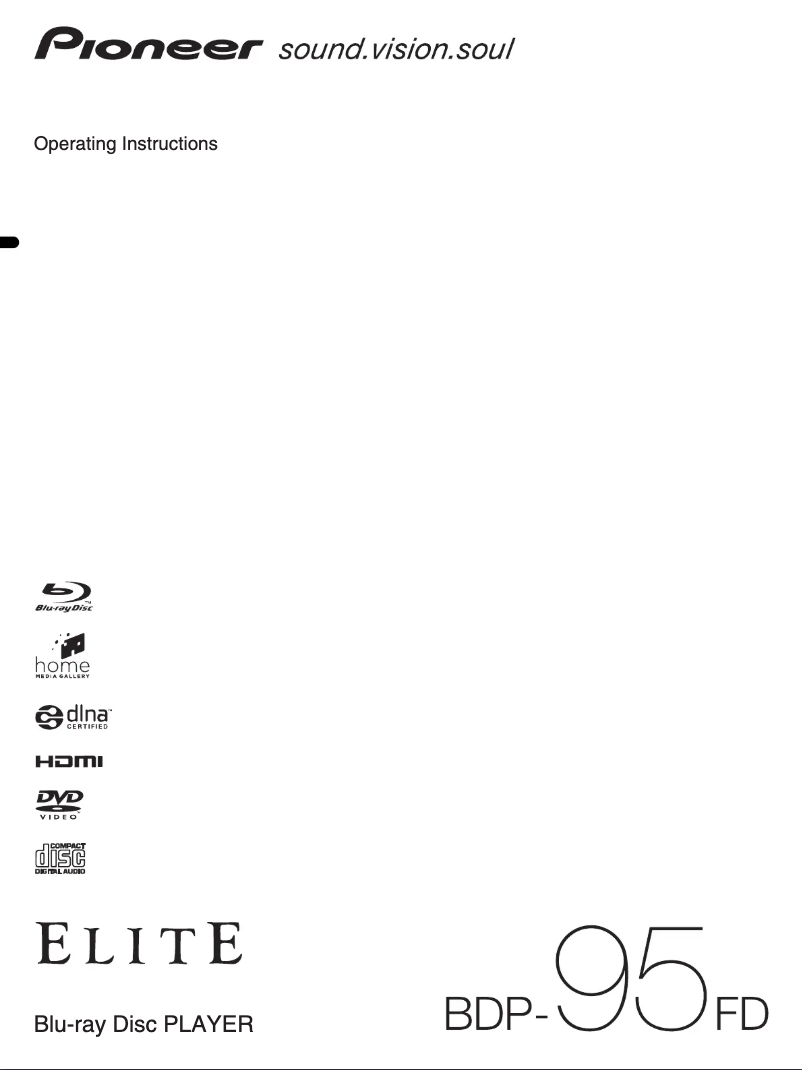 Page n°1 - Manuel utilisateur Pioneer Elite BDP-95FD