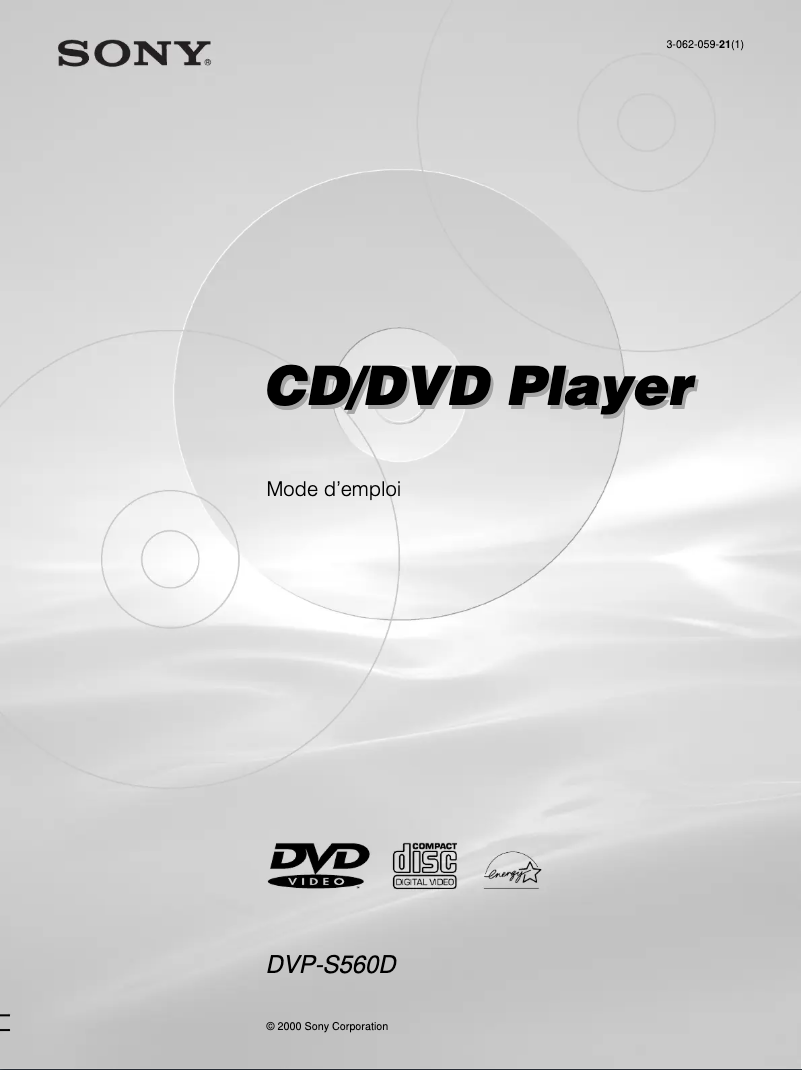 Page n°1 - Manuel utilisateur Sony DVP-S560D