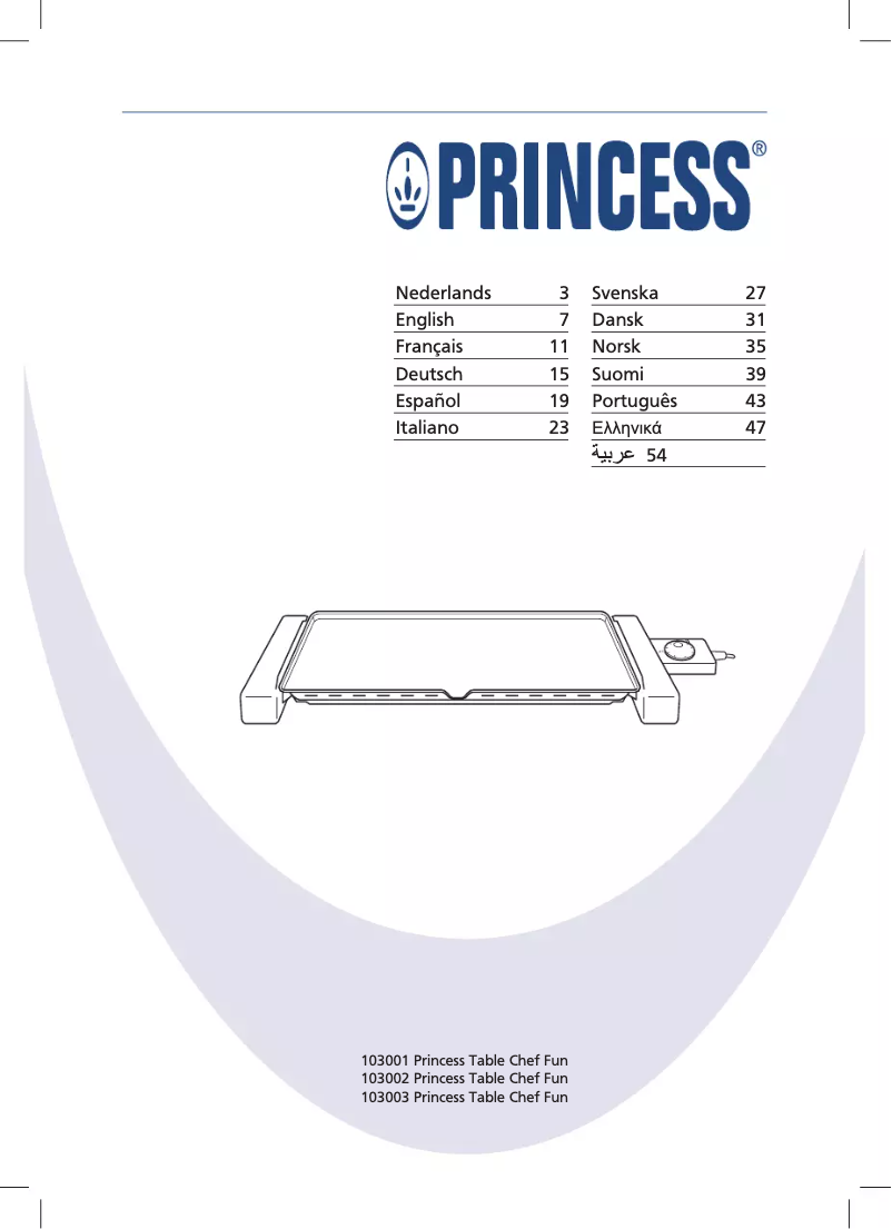 Page 1 de la notice Manuel utilisateur Princess Table Chef Fun