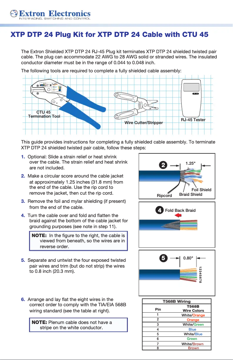 Page 1 of the manual User Manual Extron XTP DTP 24 Plug