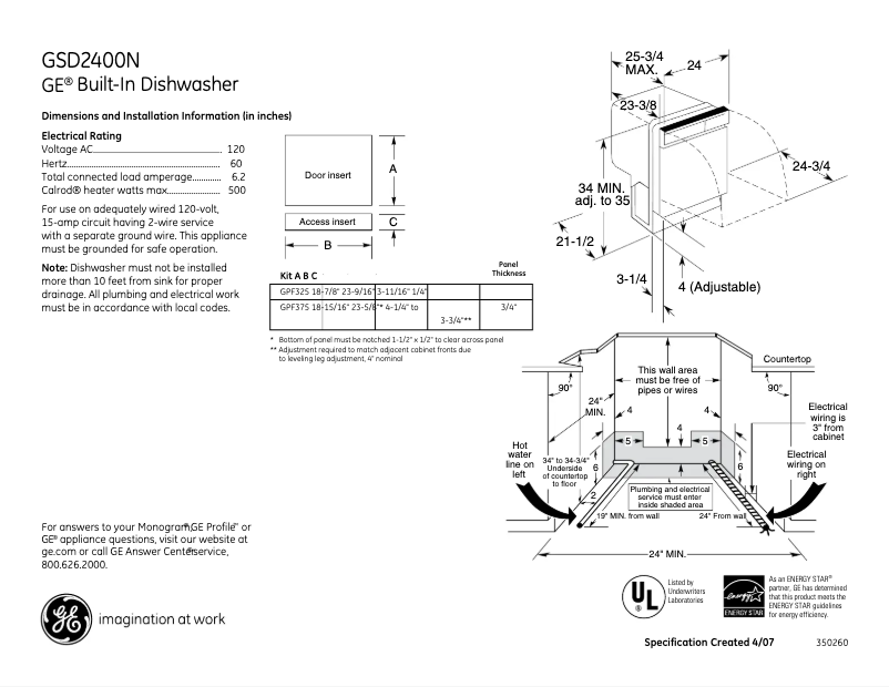 Imagen de la primera página del manual del dispositivo GSD2400NBB