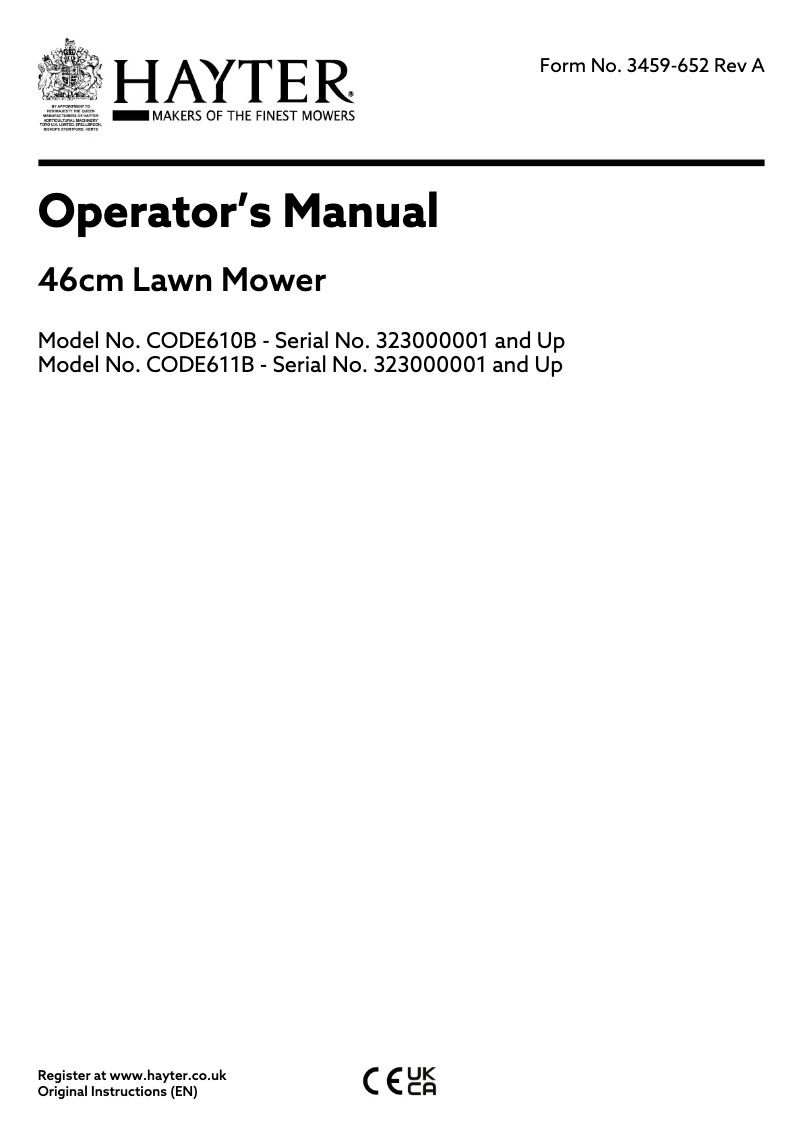 Image de la première page du manuel de l'appareil OSPREY 46 AD