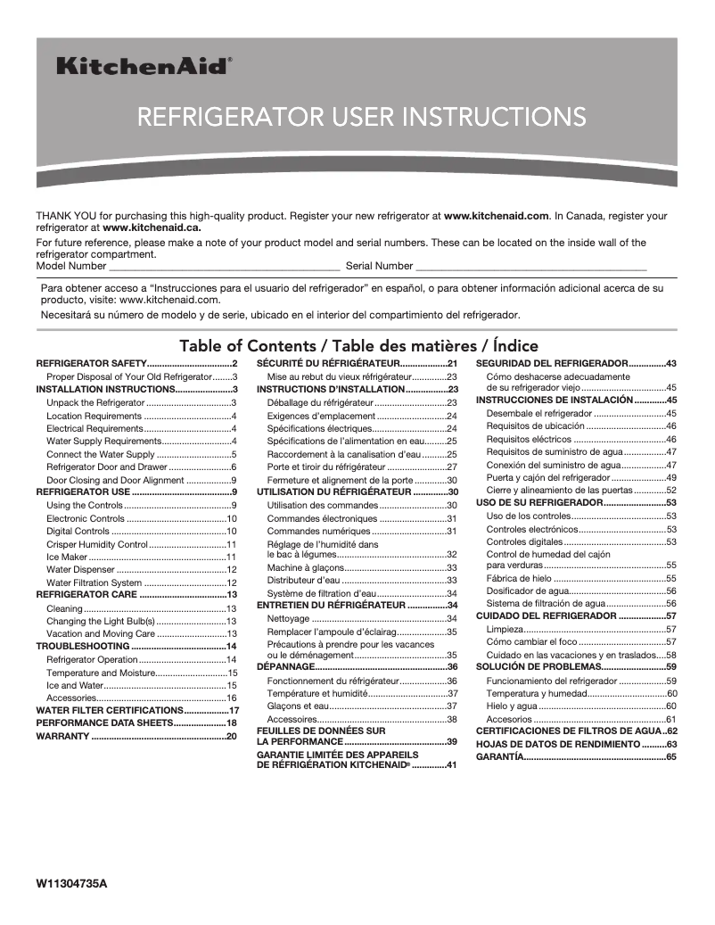 Page 1 de la notice Manuel utilisateur KitchenAid KRBX109EBL