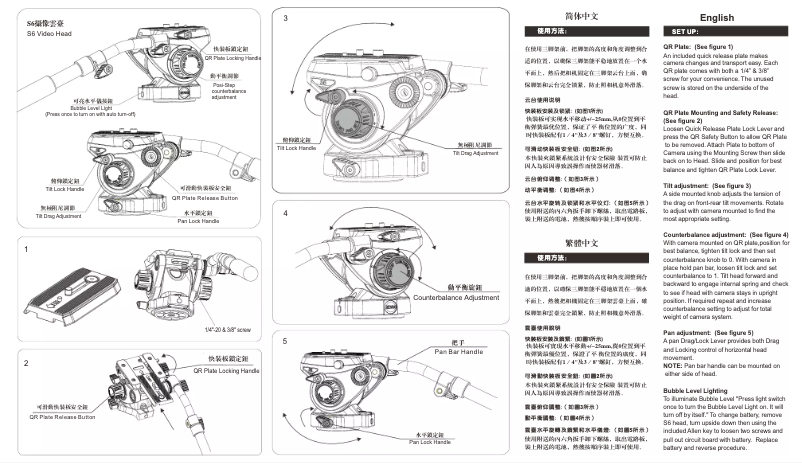 Page 1 de la notice Manuel utilisateur Benro S6