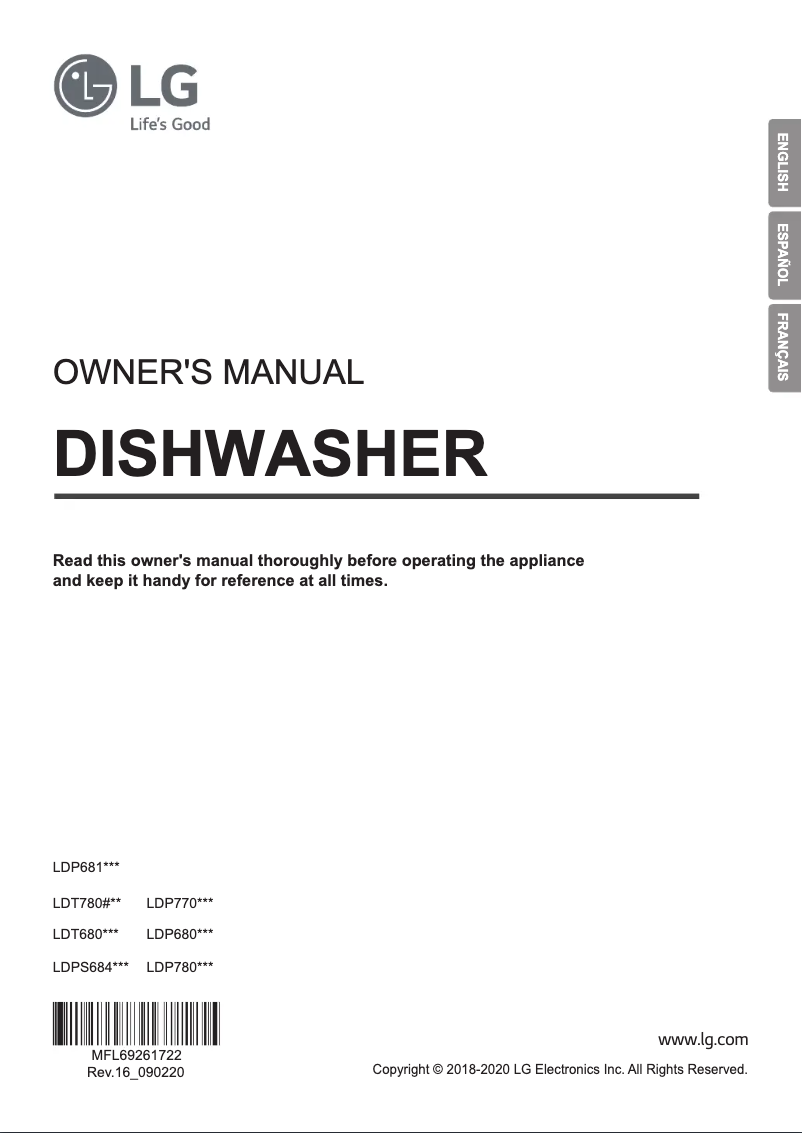 Page 1 de la notice Manuel utilisateur LG LDP7708ST