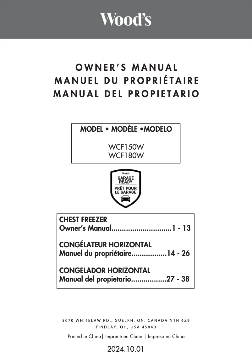 Image de la première page du manuel de l'appareil WCF180W
