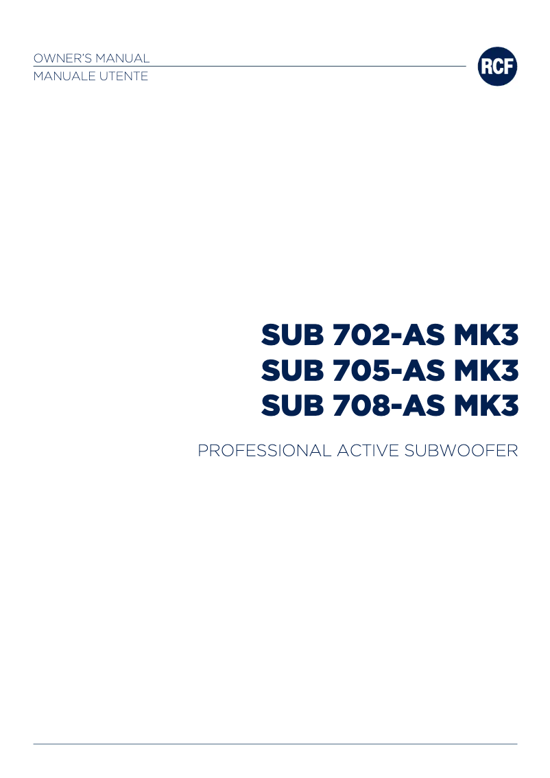 Image de la première page du manuel de l'appareil SUB 705-AS MK3