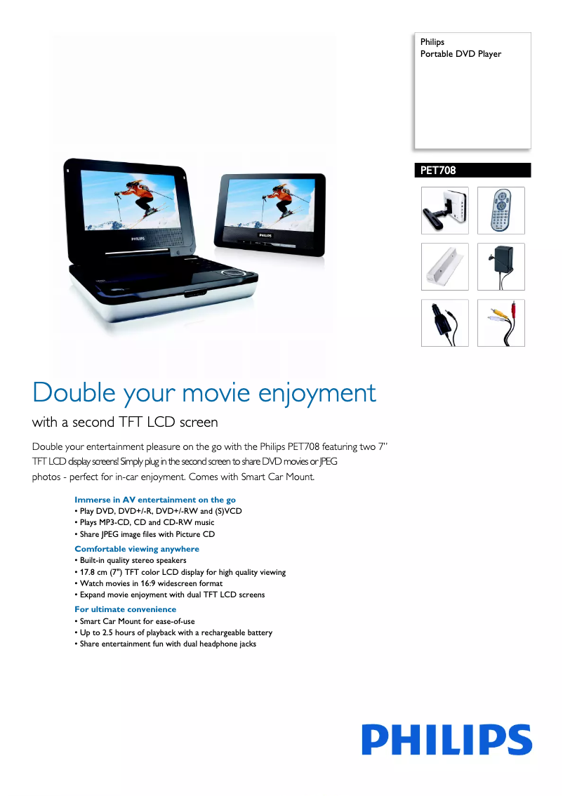 Page 1 de la notice Brochure Philips PET708