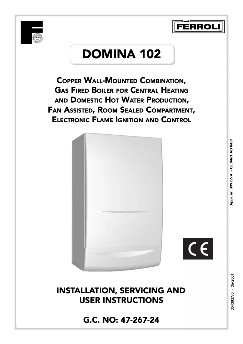 Page n°1 - Manuel utilisateur Ferroli Domina 102