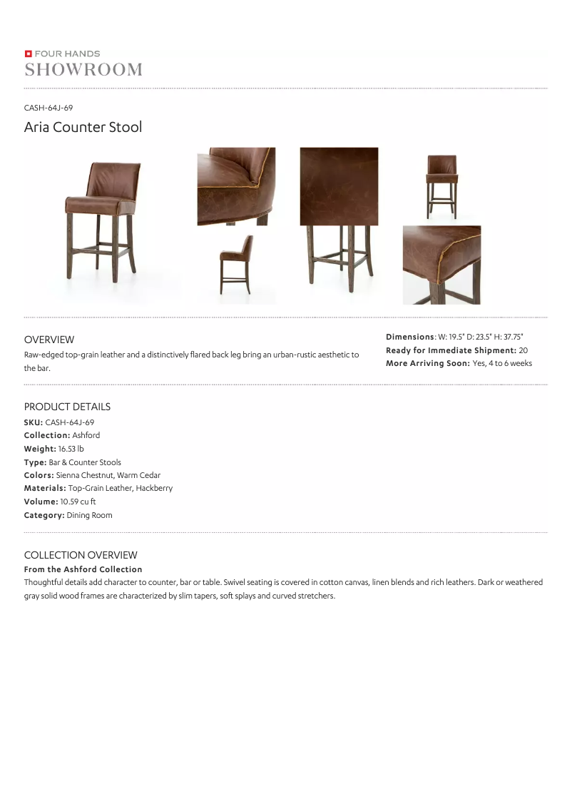 Page 1 de la notice Manuel utilisateur Four Hands CASH-64J-69