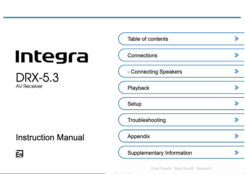 Page n°1 - Manuel utilisateur Integra DRX-5.3
