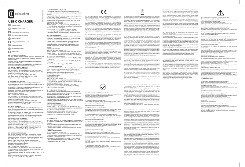 Page 1 de la notice Manuel utilisateur Cellular Line USB-C Charger