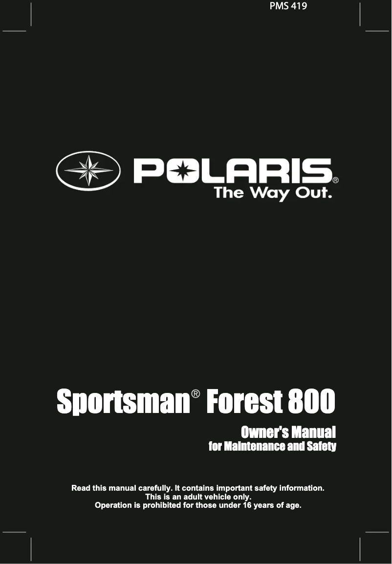 Page 1 de la notice Manuel utilisateur Polaris Sportsman Forest 800 (2012)