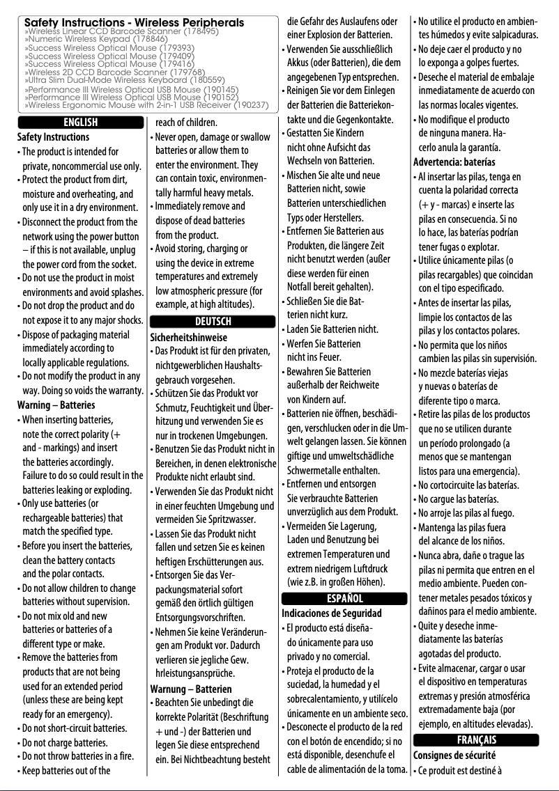 Page n°1 - Instructions de sécurité Manhattan 178846