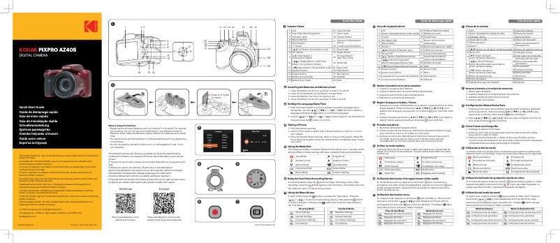 Page 1 de la notice Guide de démarrage rapide Kodak PixPro AZ405