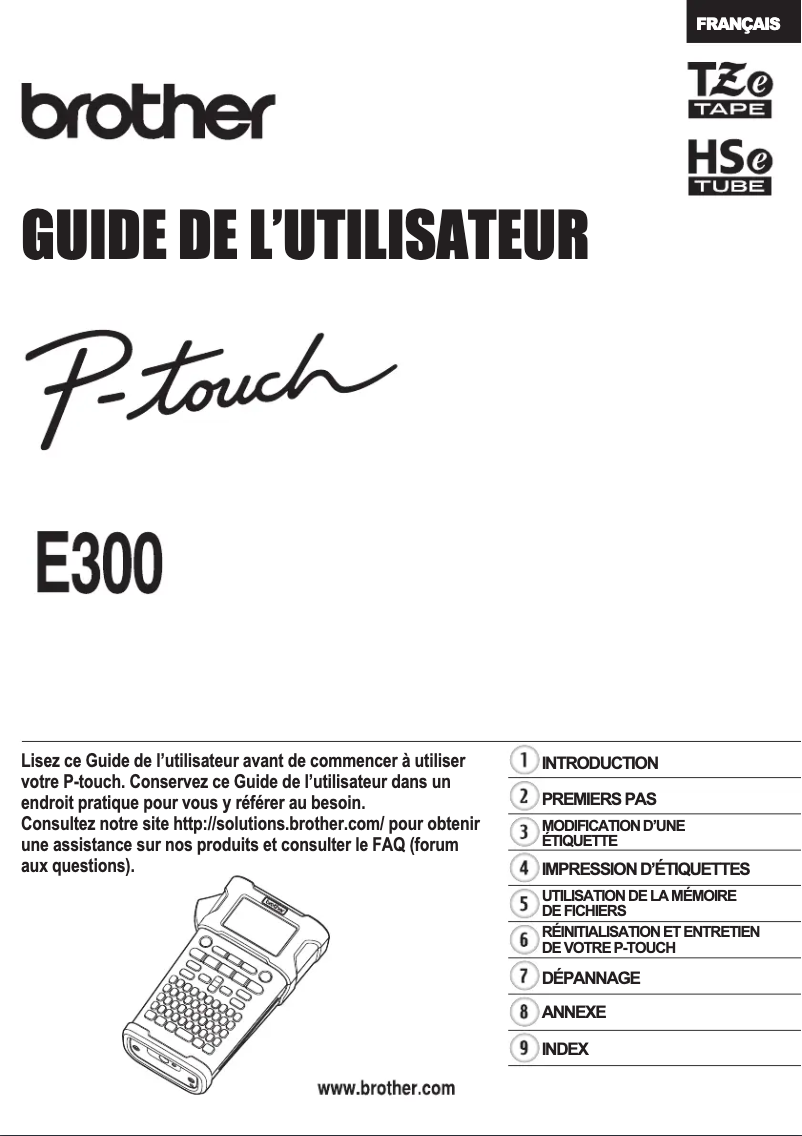 Page 1 de la notice Manuel utilisateur Brother PT-E300