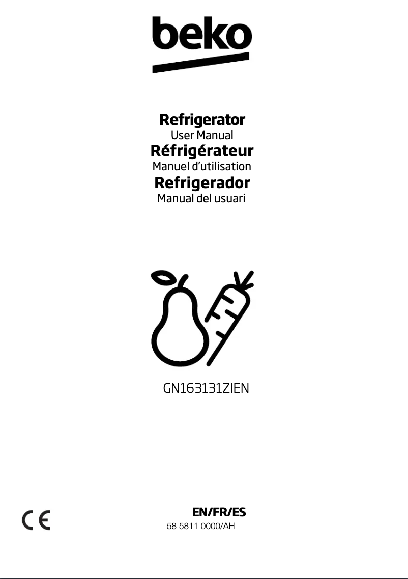 Page 1 de la notice Manuel utilisateur Beko GN163131ZIEN