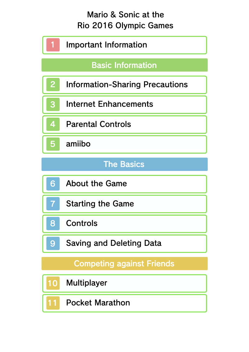 Page 1 de la notice Manuel utilisateur Nintendo Mario & Sonic at the Rio 2016 Olympic Games (3DS)