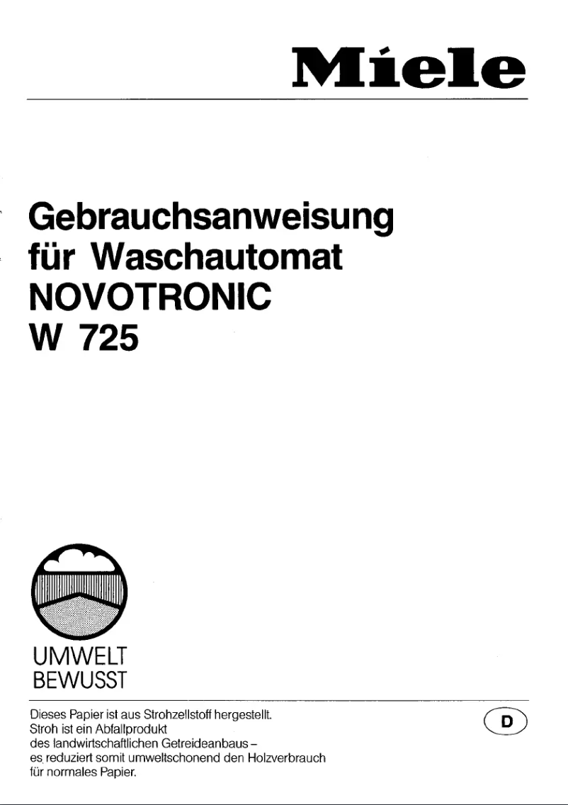 Image de la première page du manuel de l'appareil Novotronic W 725