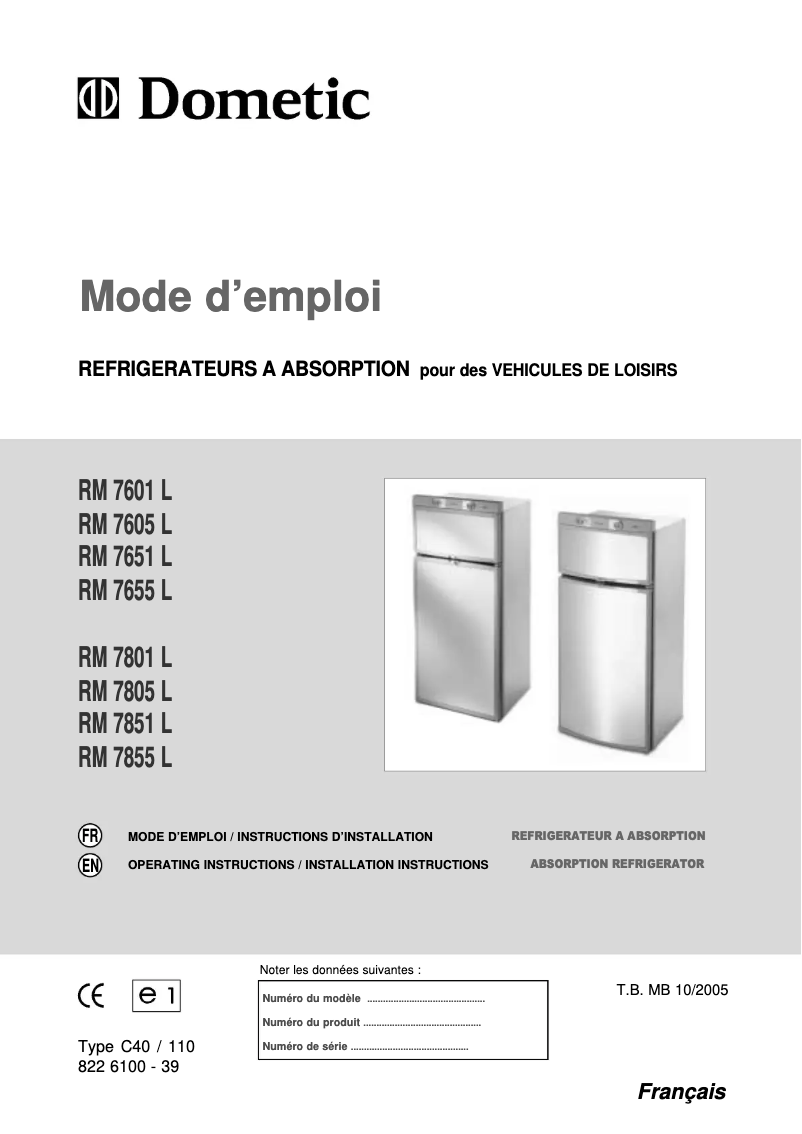 Página 1 del manual Manual de usuario Dometic RM 7801 L