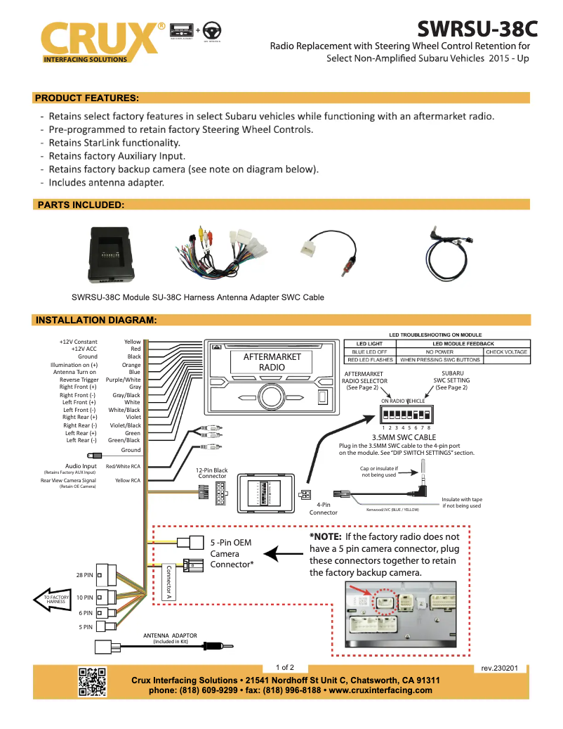 Page 1 de la notice Manuel utilisateur CRUX SWRSU-38C