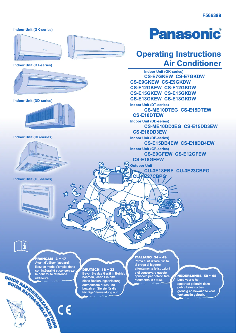 Page 1 de la notice Manuel utilisateur Panasonic CS-E18GFEW