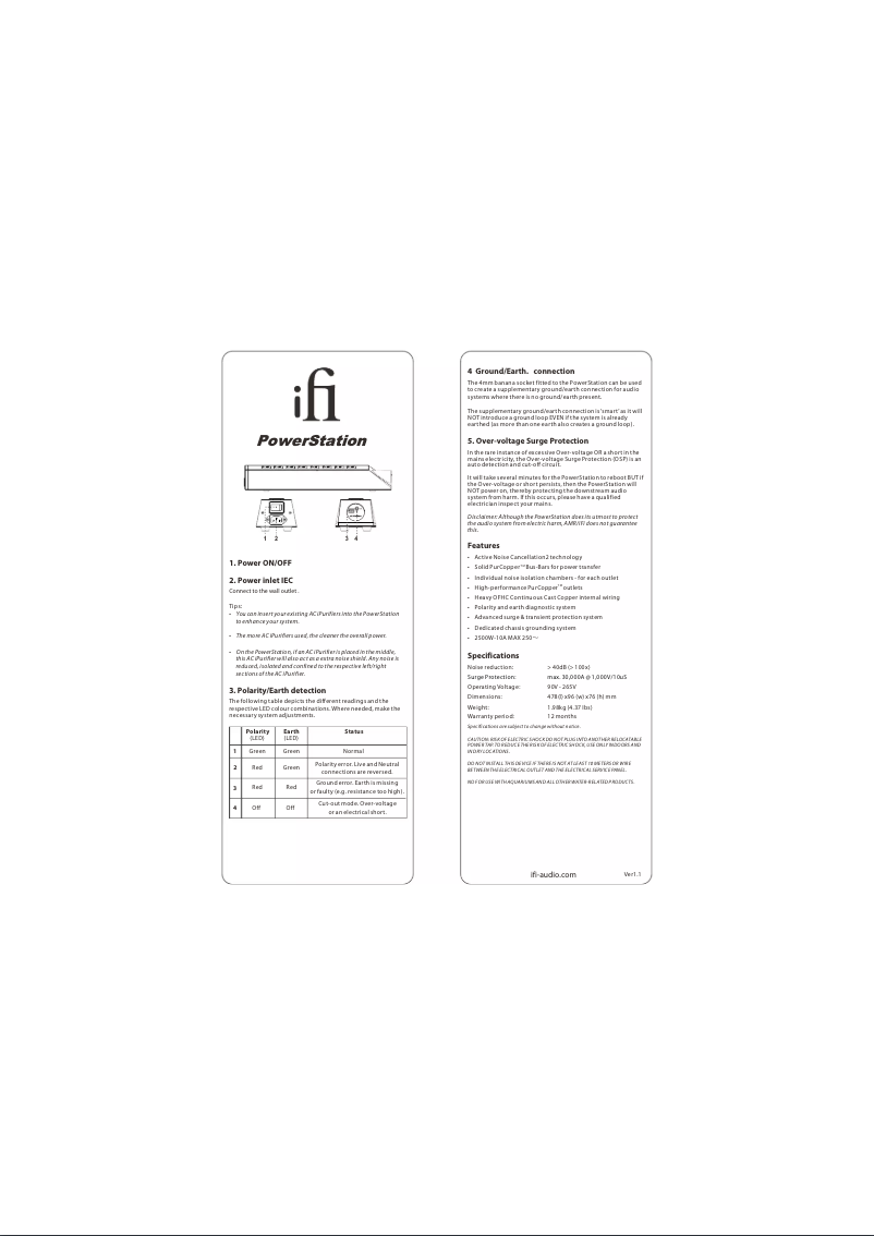 Page n°1 - Manuel utilisateur iFi Audio PowerStation