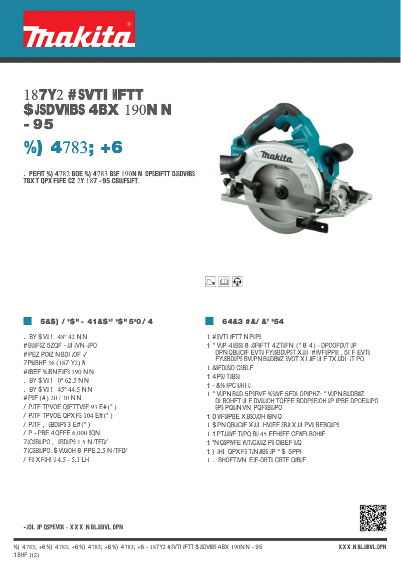 Page n°1 - Fiche technique Makita DHS783ZJU