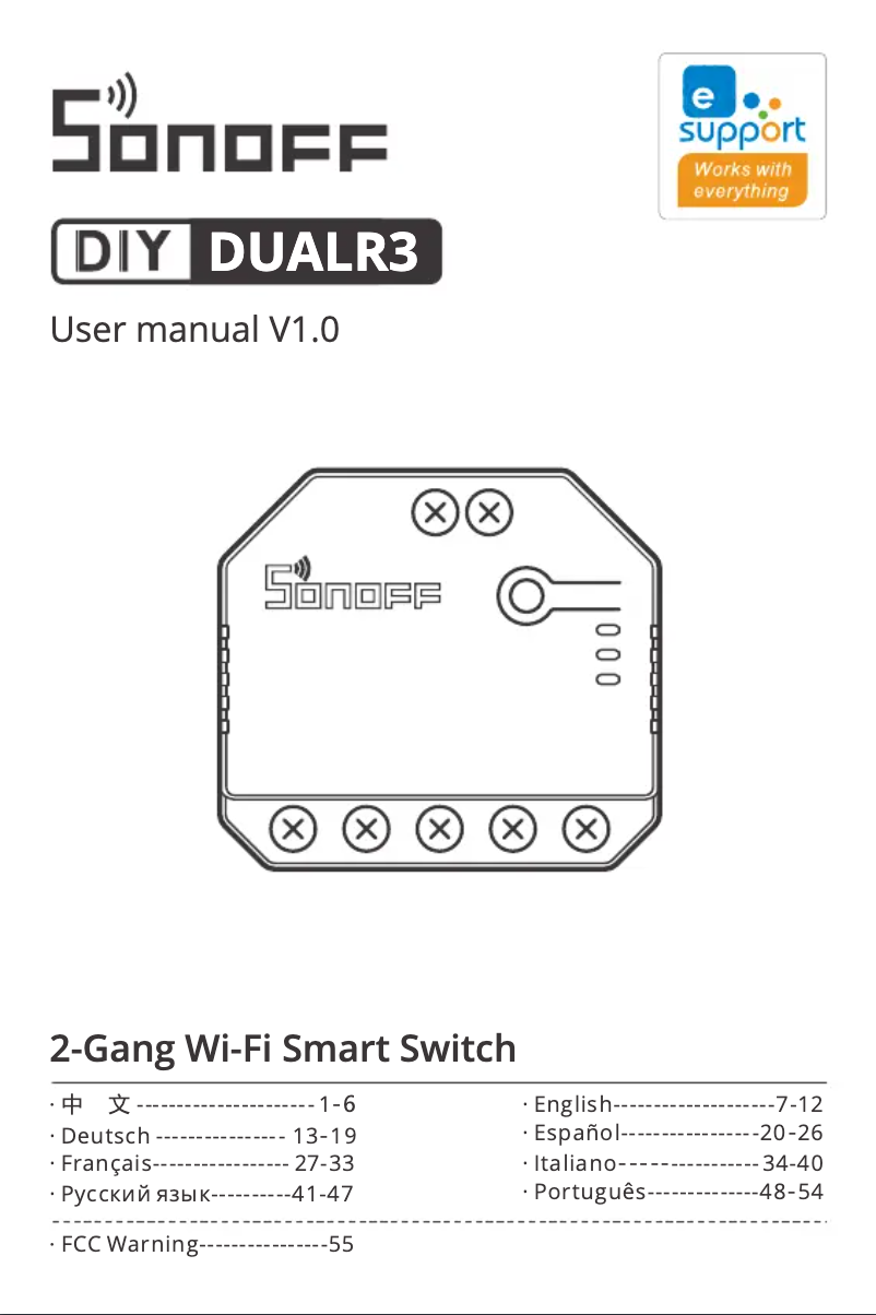 Page n°1 - Manuel utilisateur Sonoff Dual R3