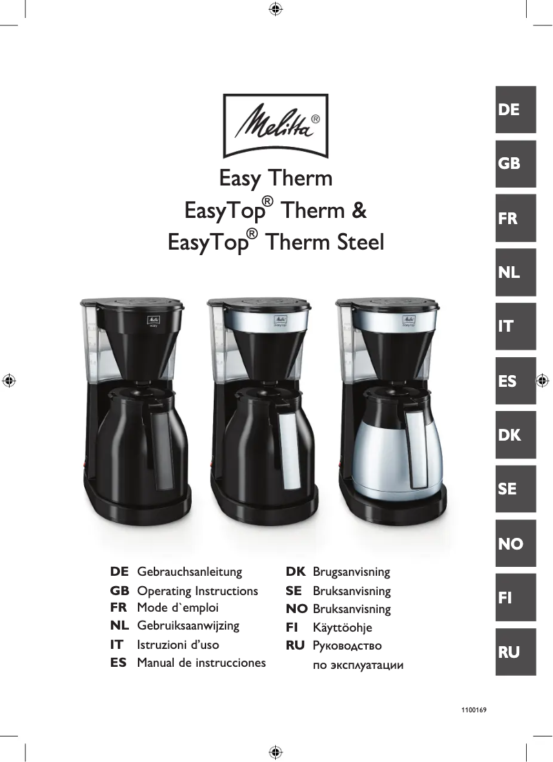 Page 1 de la notice Manuel utilisateur Melitta EasyTop Therm