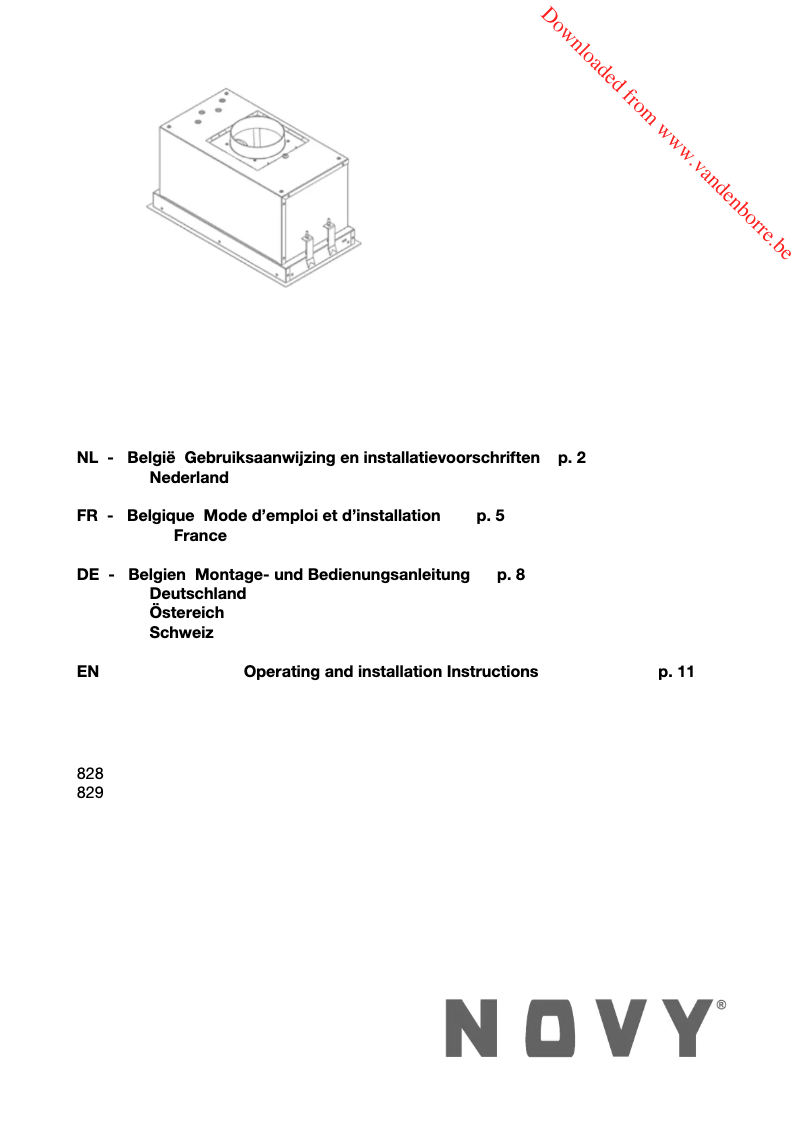 Page 1 de la notice Manuel utilisateur Novy D 829