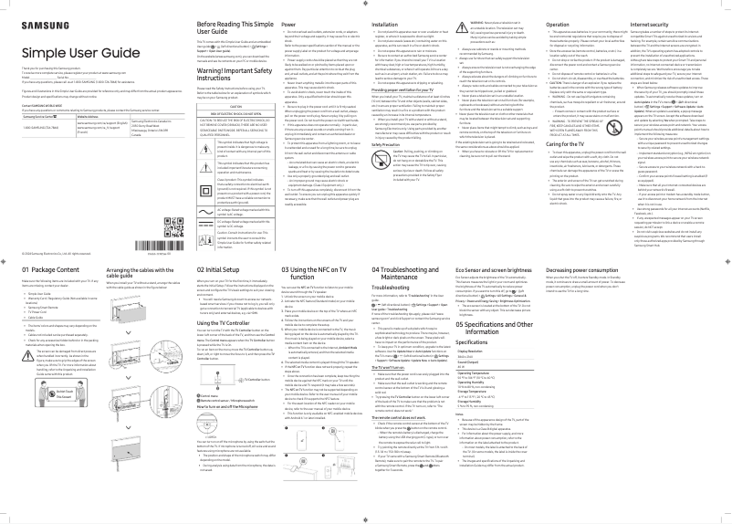 Image de la première page du manuel de l'appareil QN55LS01DAF