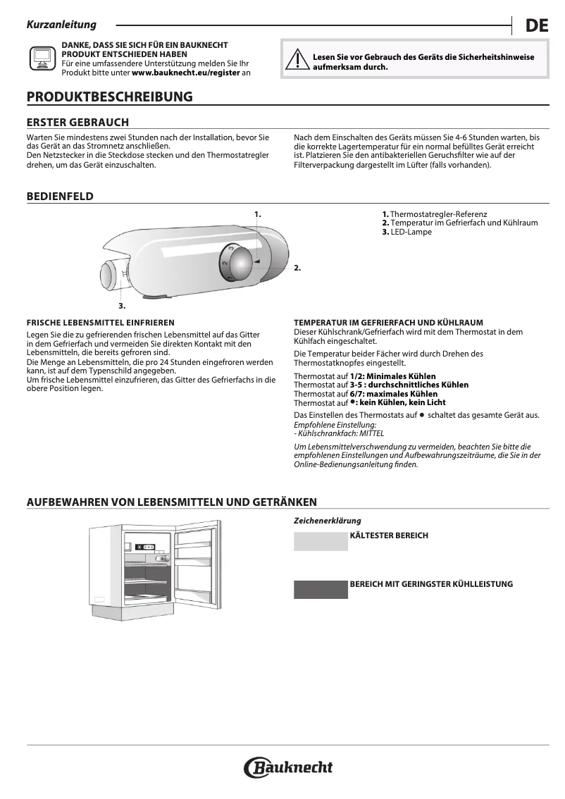 Page n°1 - Manuel utilisateur Bauknecht KSU 8VF1