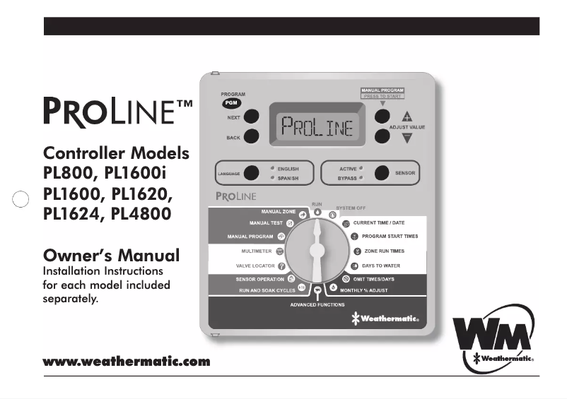 Page 1 de la notice Manuel utilisateur Weathermatic ProLine PL1624