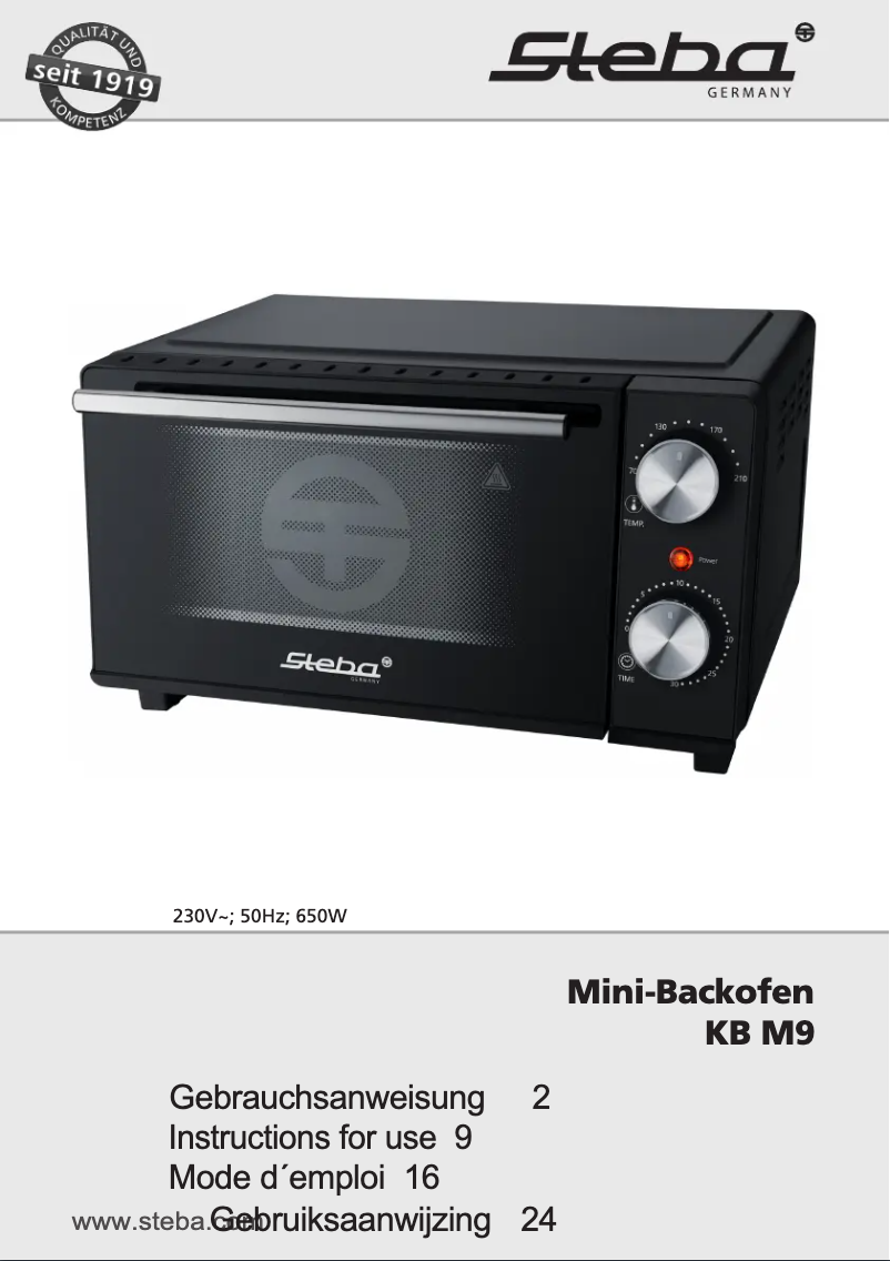 Page n°1 - Manuel utilisateur Steba KB M9