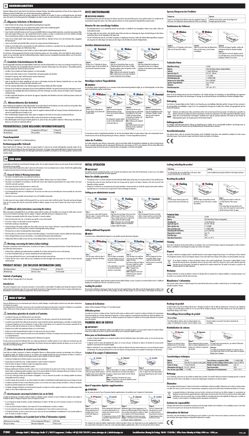 Page n°1 - Manuel utilisateur Schwaiger 715941