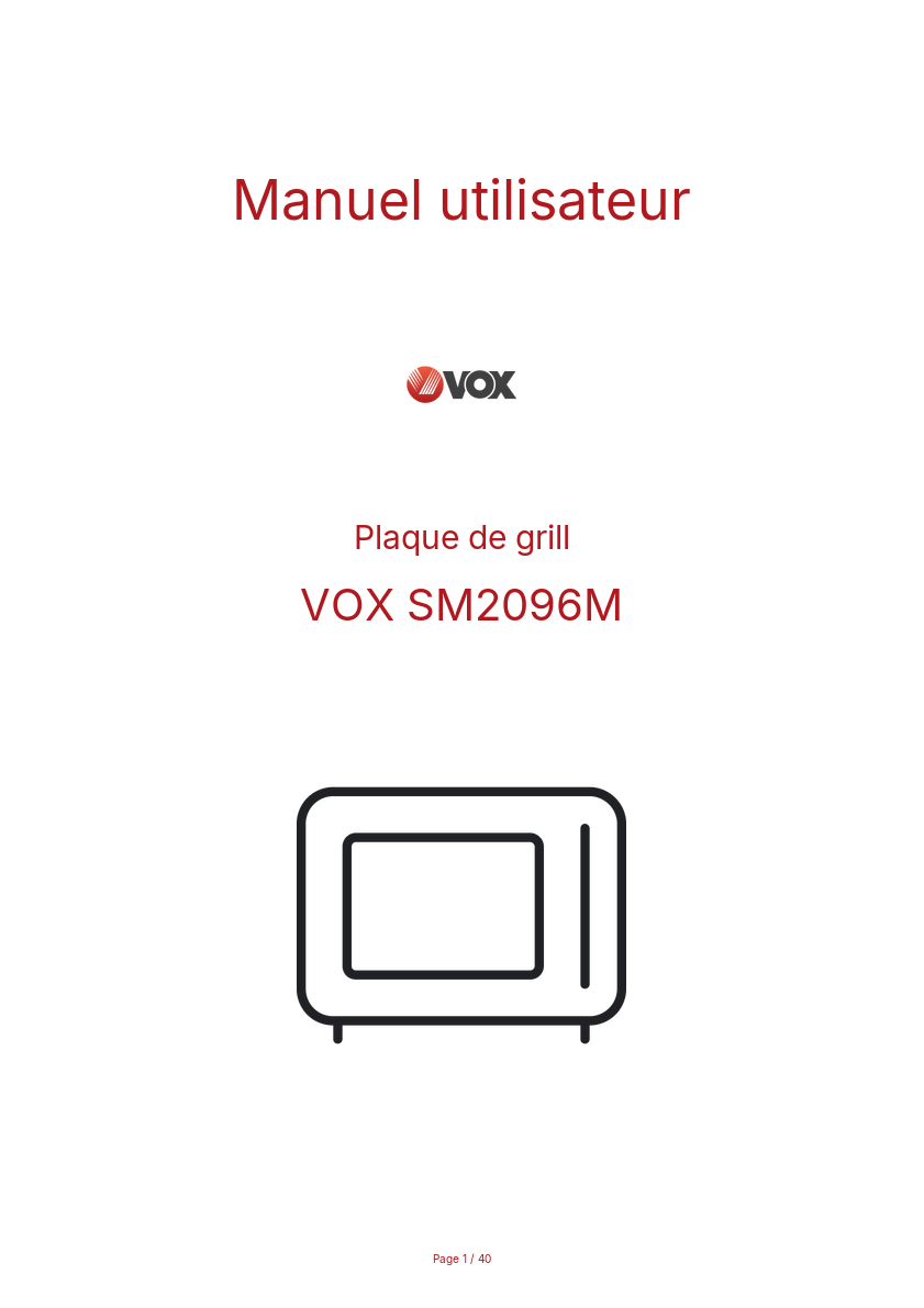 Page n°1 - Manuel utilisateur VOX SM2096M