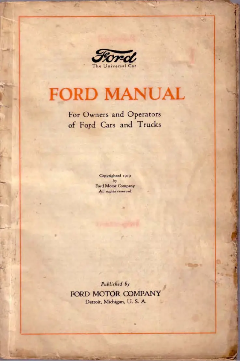 Page 1 de la notice Manuel utilisateur Ford Model T (1919)