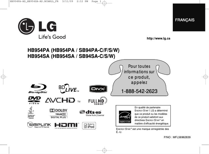 Página 1 del manual Manual de usuario LG HB954PA