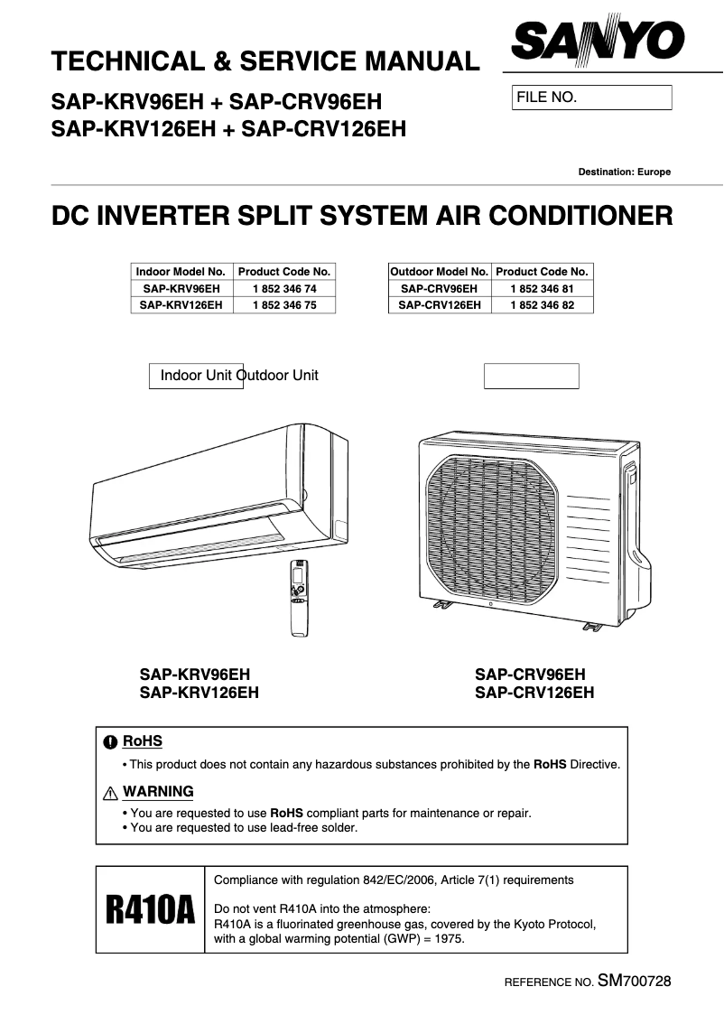 Image de la première page du manuel de l'appareil SAP-CRV126EH