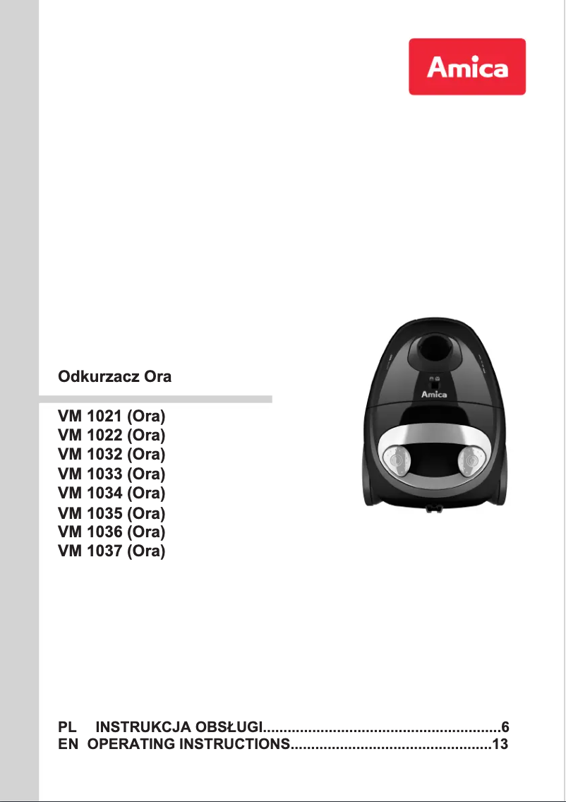Page 1 of the manual User Manual Amica Ora VM 1037