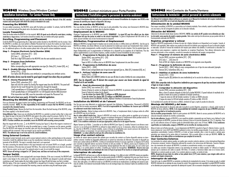 Imagen de la primera página del manual del dispositivo WS4945