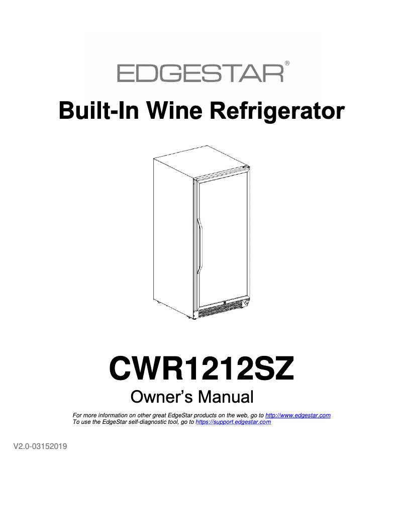 Image de la première page du manuel de l'appareil CWR1212SZ