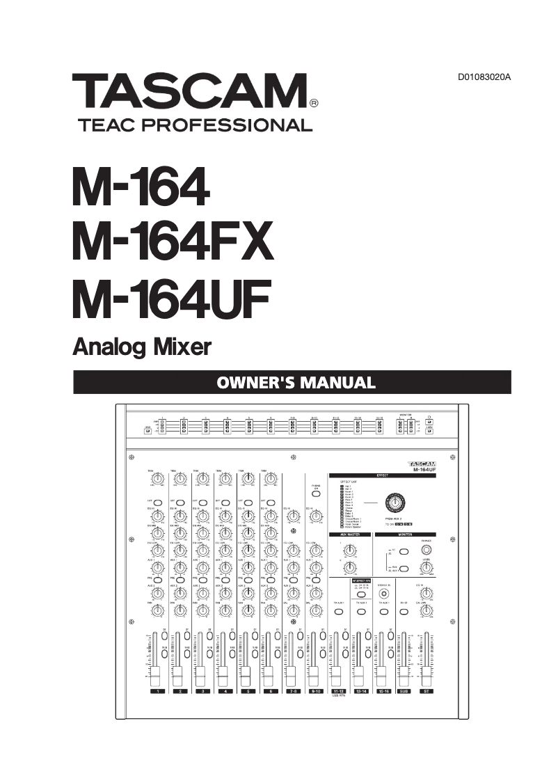 Page n°1 - Manuel utilisateur Tascam M-164UF
