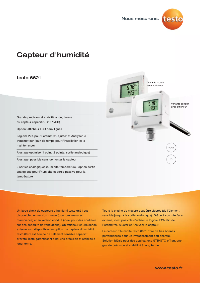 Page 1 de la notice Manuel utilisateur Testo 6621