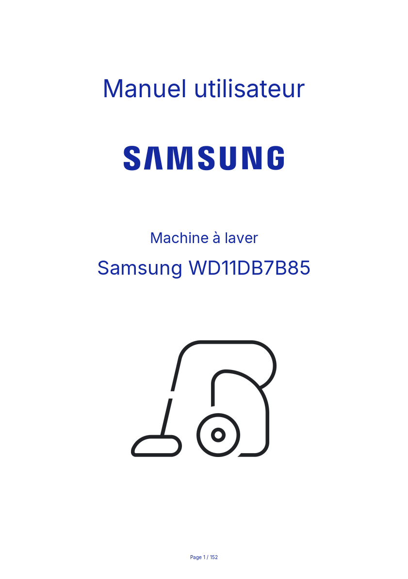 Page n°1 - Manuel utilisateur Samsung WD11DB7B85