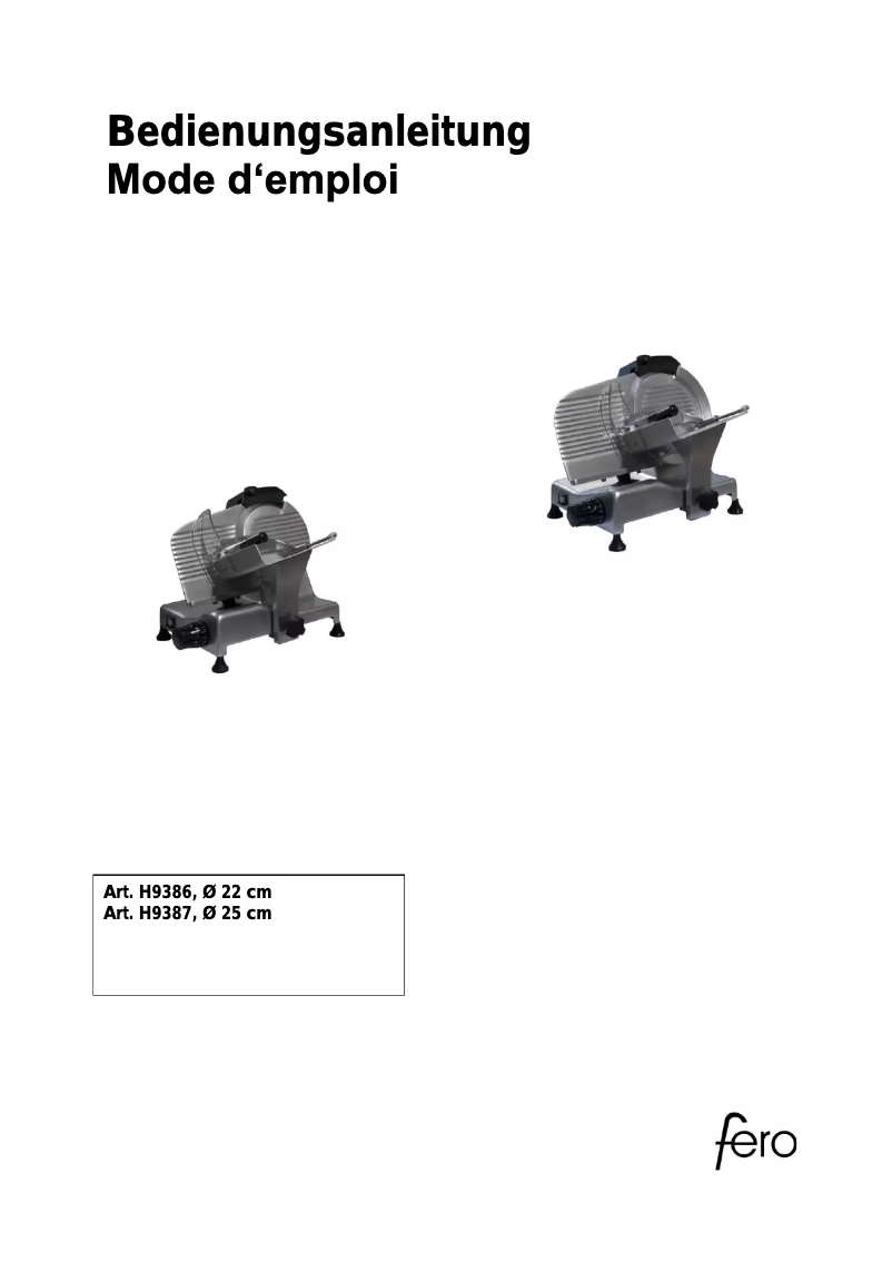 Page 1 de la notice Manuel utilisateur Fero H9386