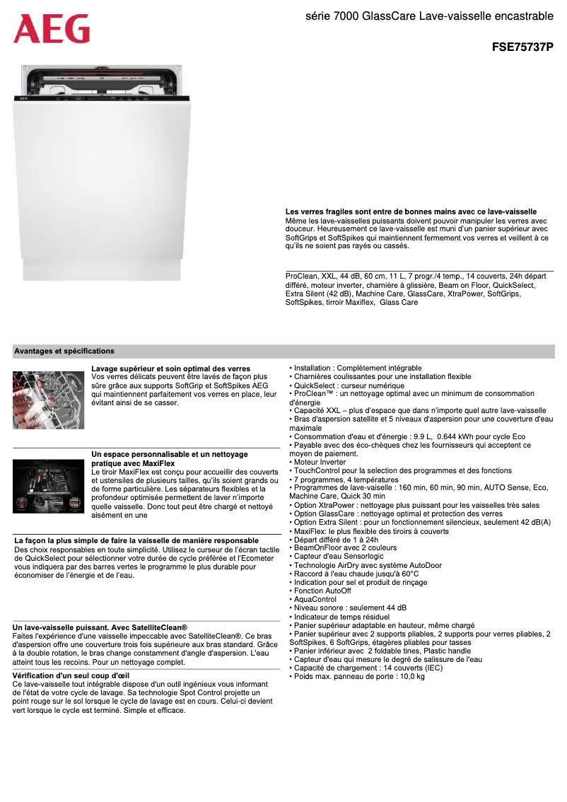 Página 1 del manual Ficha técnica AEG FSE75737P